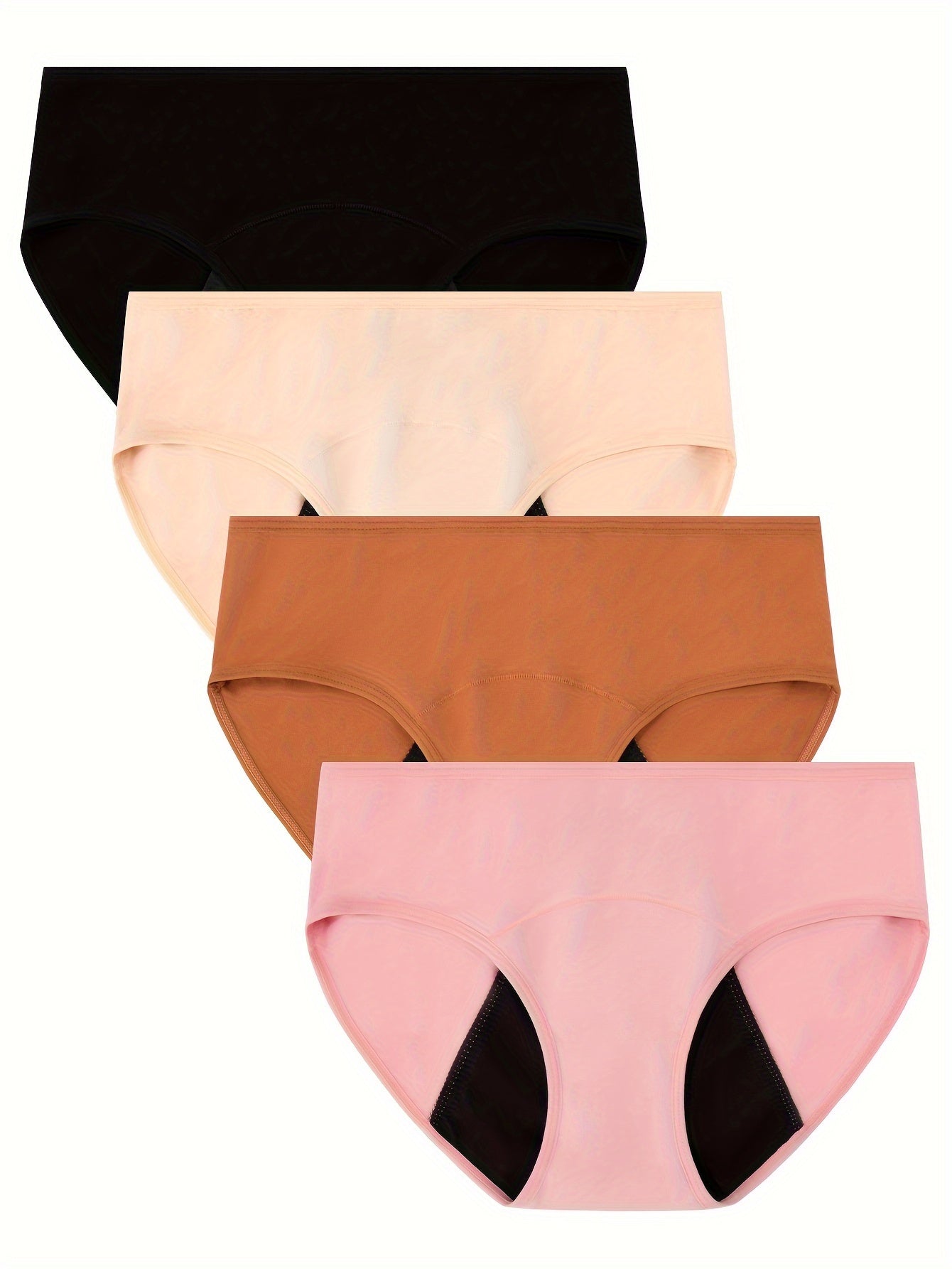 4pcs Menstrual Period Panties, Comfy & Breathable Full-Coverange Anti-Leak Panties, Women's Lingerie & Underwear