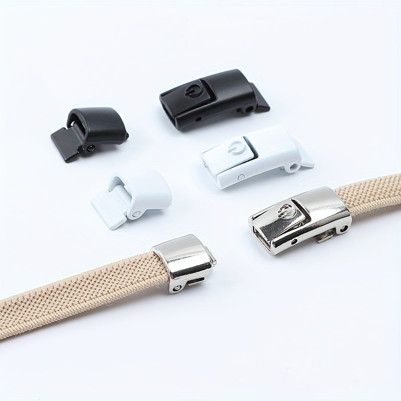 1pair Women's Polyester Laces Sneaker Accessories, White No Laces With Buckles