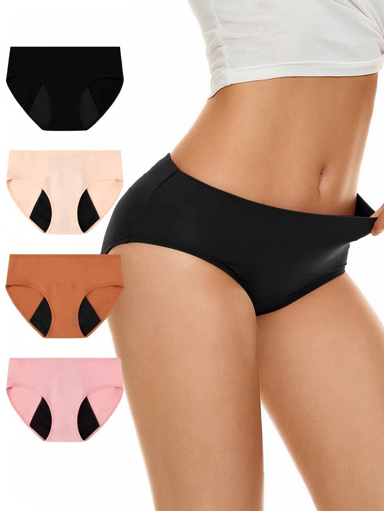 4pcs Menstrual Period Panties, Comfy & Breathable Full-Coverange Anti-Leak Panties, Women's Lingerie & Underwear