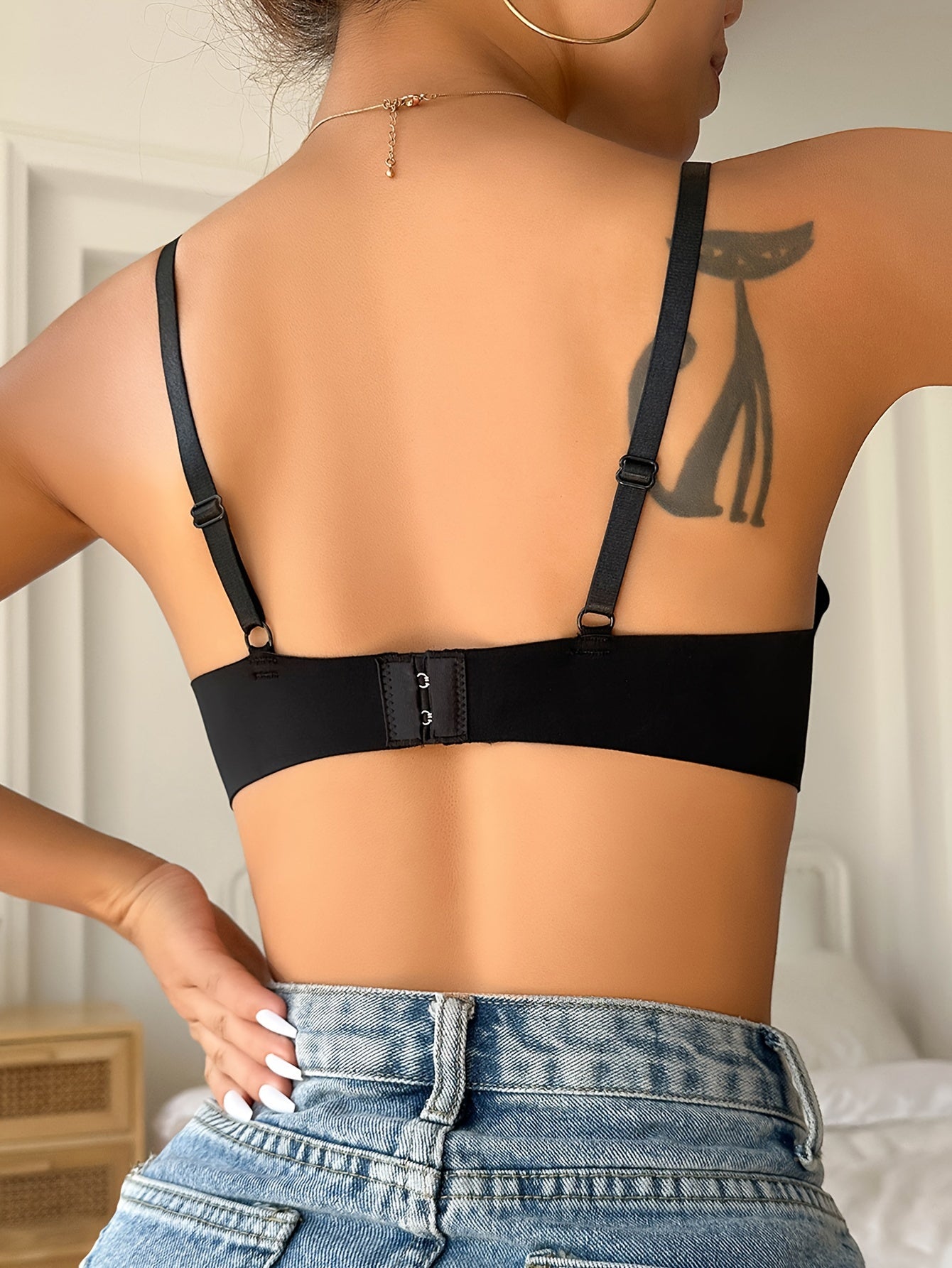 Simple Solid T-Shirt Bra, Comfy & Breathable Push Up Bra, Women's Lingerie & Underwear