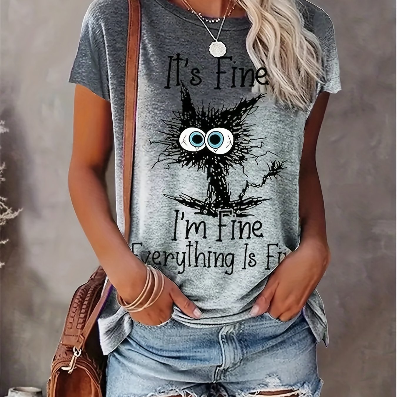 Letter Print Crew Neck T-Shirt, Casual Short Sleeve T-Shirt For Spring & Summer, Women's Clothing