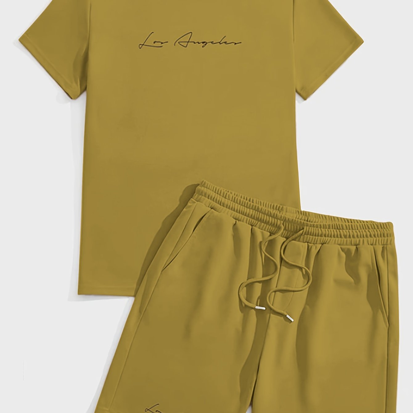 2Pcs Trendy Outfits For Men, Casual Crew Neck Short Sleeve T-shirt And Shorts Set For Summer, Men's Clothing Vacation Workout