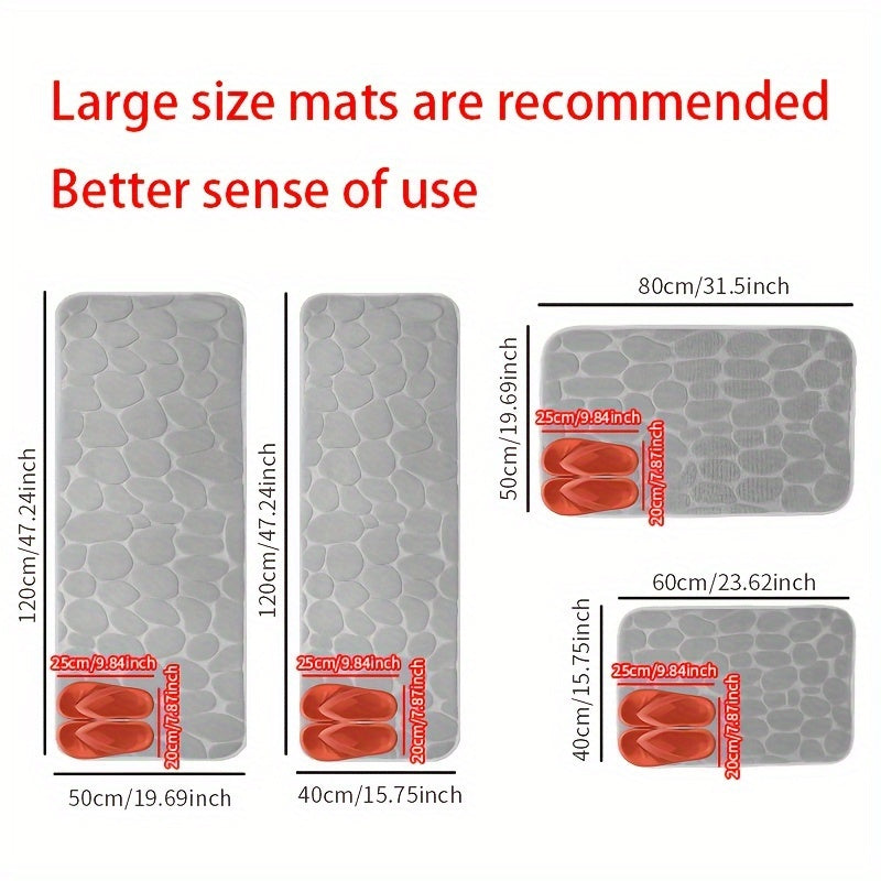 1pc Cobblestone Pattern Bath Rug, Soft Non-Slip Quick Dry Bath Mat, Water Absorbent Shower Carpet For home, Bathroom Accessories, Bathroom Decor, Bathroom decorations, kitchen Area Rugs, Laundry, bedrooom, shower, indoor mat