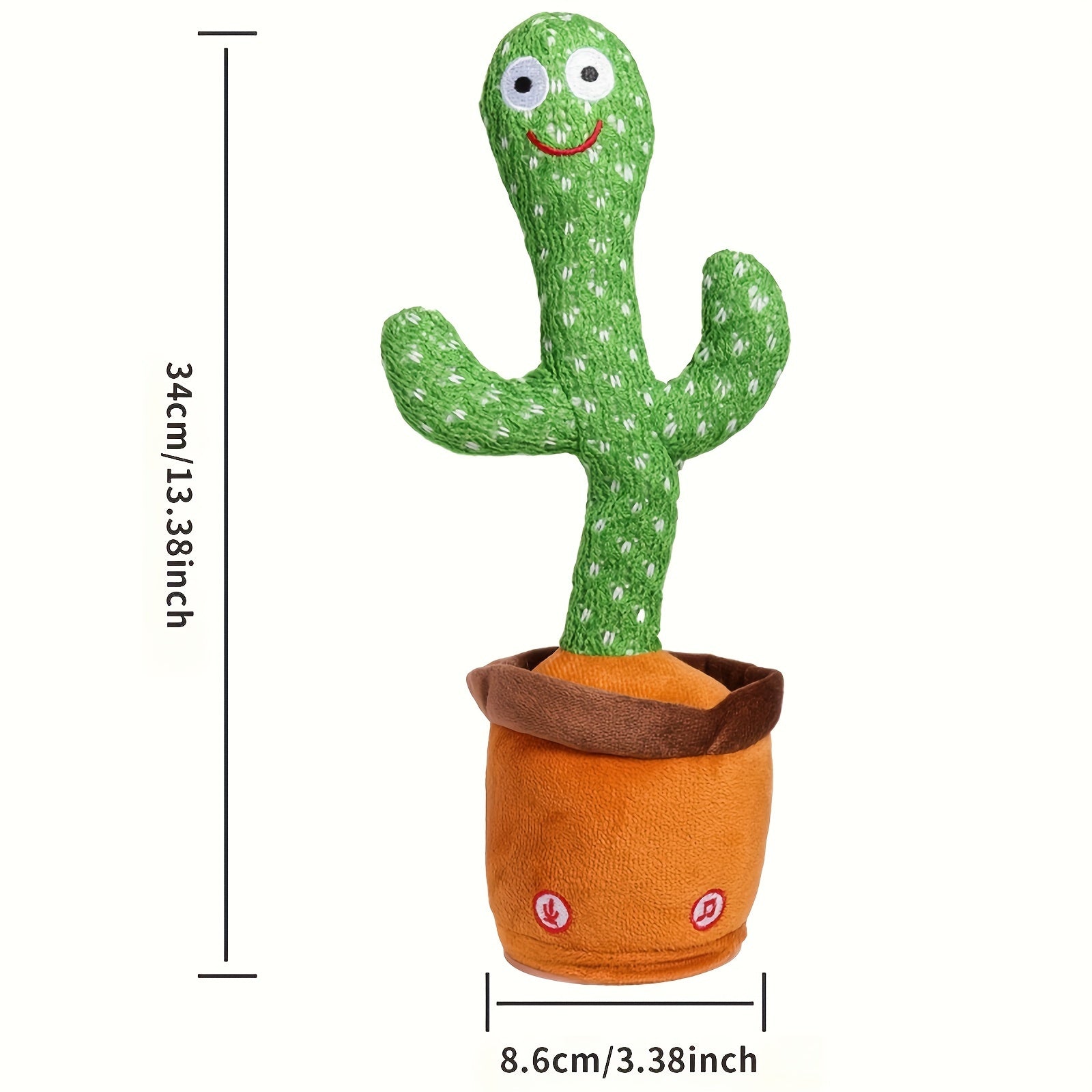 1pc Herobaby Interactive Talking Cactus Youngsters Toy, LED Singing & Recording Music, Dance Imitation for 3-6 Months, Green, Interactive Play | Cute Cactus Toy | Textured Fabric Toy, Talking Cactus Toy
