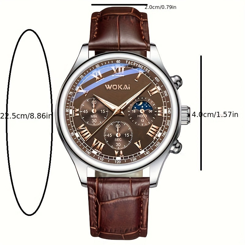Men's Business Wrist Watch Quartz Casual Belt Men's Watch Brown Watch