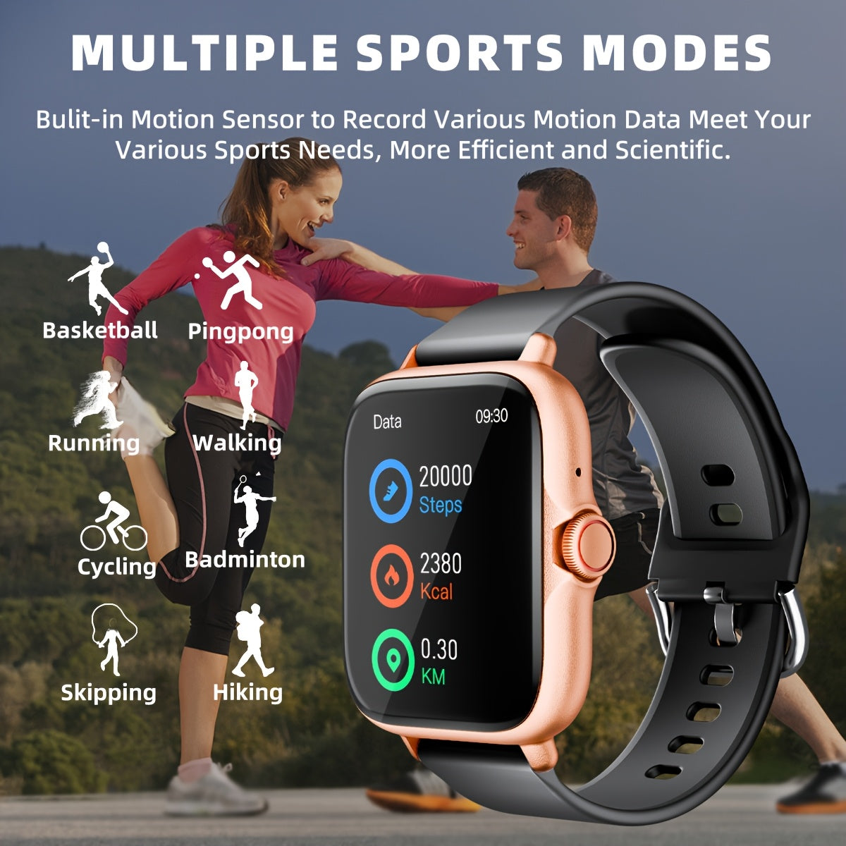 Sports Smart Watch, 1.83'' Full Touch Screen Display with Message, Answer Make Call Smartwatch, Sleep Monitoring, Sports Pedometer, Information Alerts, for iPhone Android Phones, Smartbands Fitness Watch for Women Men Friend